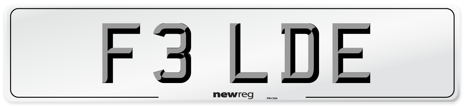F3 LDE Number Plate from New Reg